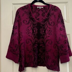 Caamano | Fuchsia Pink Purple V-Neck Sweater Alpaca Sz M